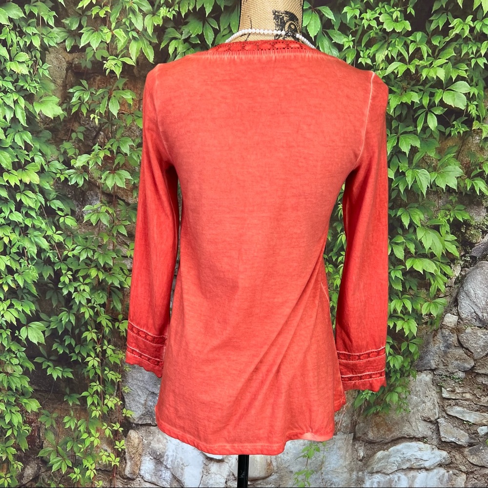 SOFT SURROUNDINGS Bohemian Festival Pumpkin Embellished Long Sleeve Tee, XS - Picture 8 of 12